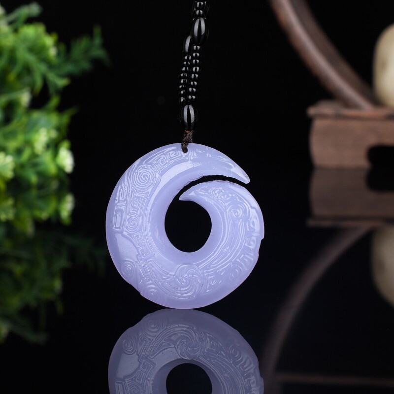 新品和田玉时来运转吊坠 和田玉紫罗兰富贵好运转运挂件