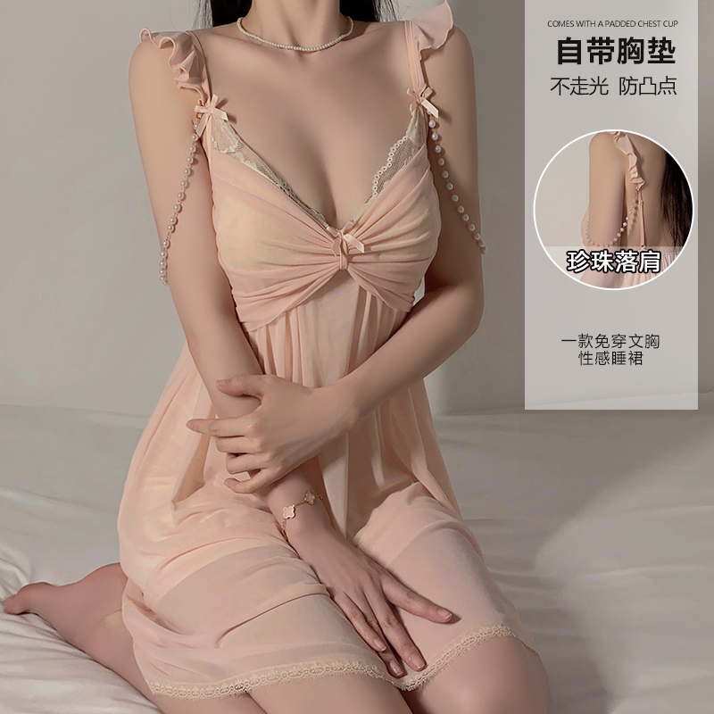 吊带睡裙女夏季可爱甜美蕾丝性感宫廷