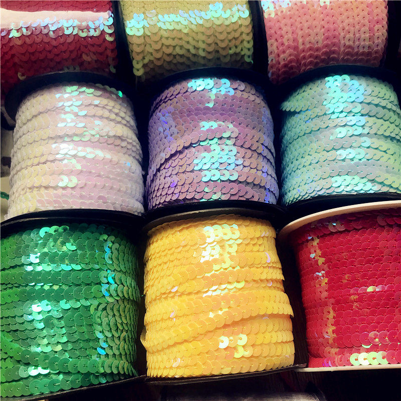 6mm镭射亮片条演出服装辅料亮片带亮片条花边演出服辅料/卷100码