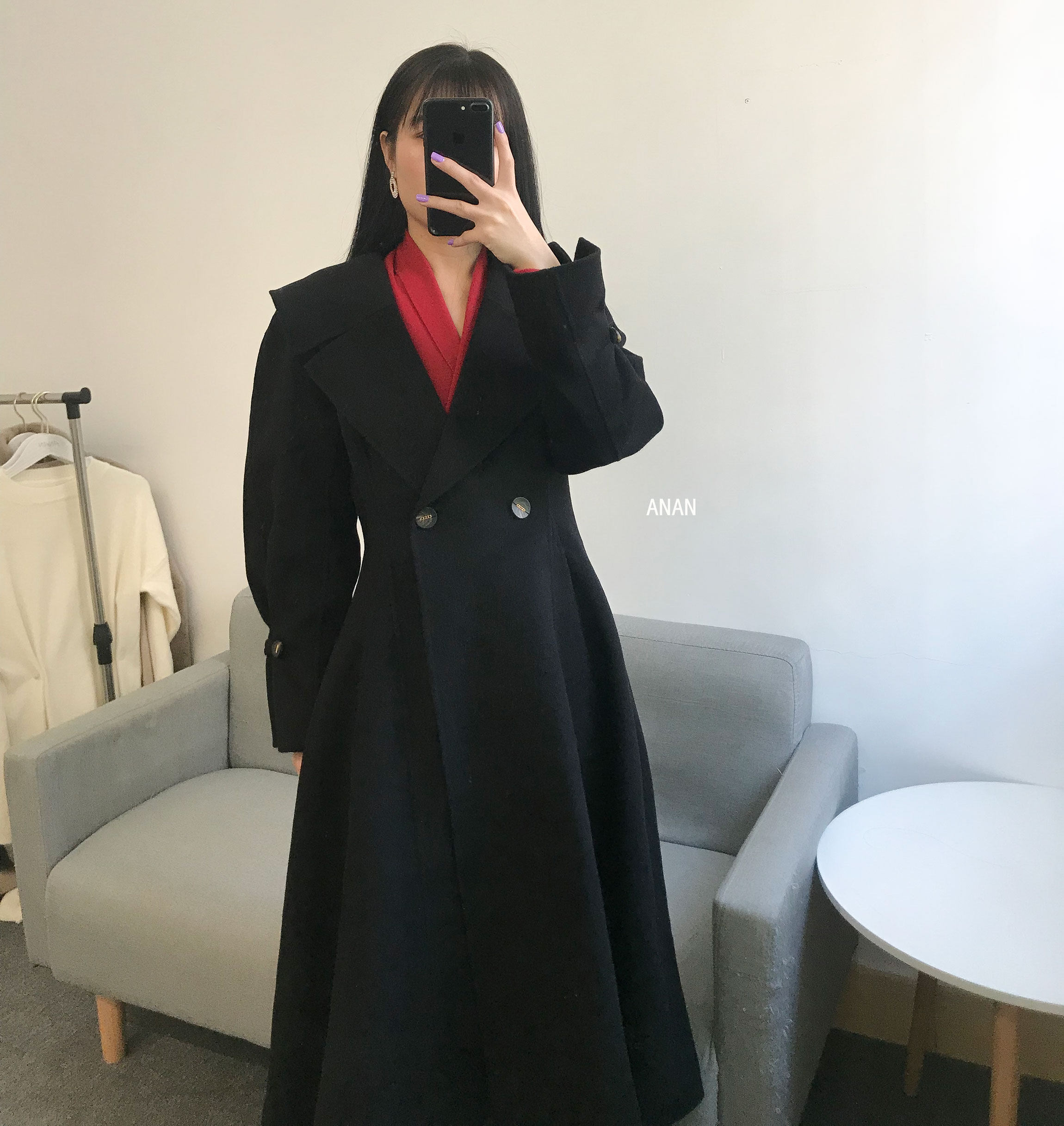 清仓asm anna◆时尚女魔头~明星机场大衣feel 小个子中长款毛呢外