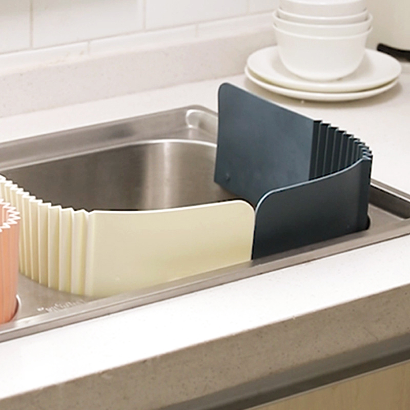 厨房水槽挡水板水池防溅水神器可折叠底部吸盘固定洗菜盆隔水挡板