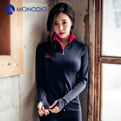 韩国MONODIO正品代购秋冬长袖瑜伽服外套健身衣修身显瘦贴身套手