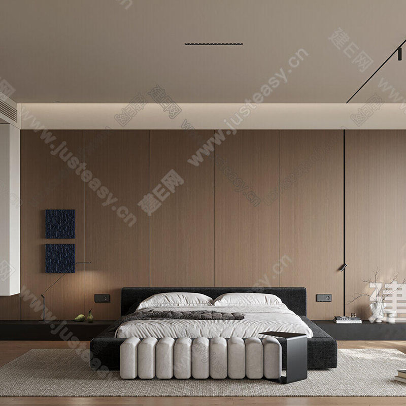 现代极简暗黑系卧室家具大双人床1.8m家用大小户型主卧炫酷黑大床
