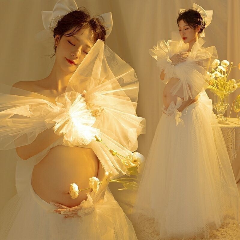 韩版简约款拍照孕妇装影楼拍照服装妈咪装长裙短裙自拍拍照服装