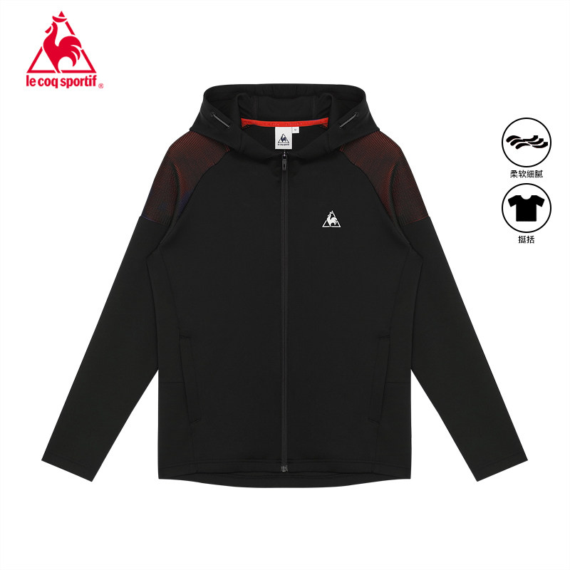 乐卡克法国公鸡立体裁剪学生运动训练休闲舒适带帽拉链开衫外套男