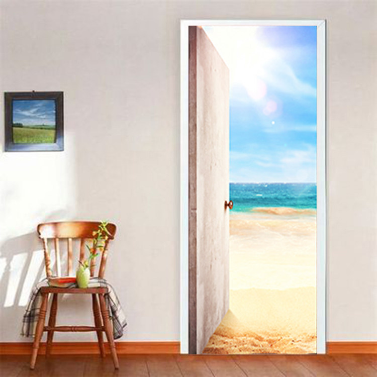 假门装饰仿真3d立体卧室贴画贴纸墙贴背景墙木门自粘翻新门贴整张