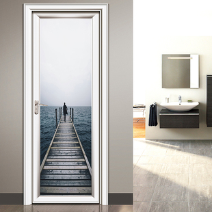 卫生间门贴纸厕所门贴画装饰创意的墙贴整张玻璃门3d立体门画自粘