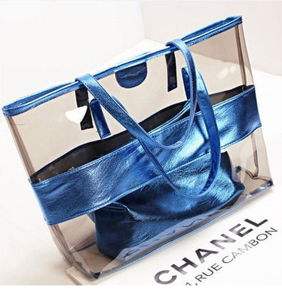 特价透明子母包2017新款_大包女2017夏季新款时尚拼接水晶透明手提包