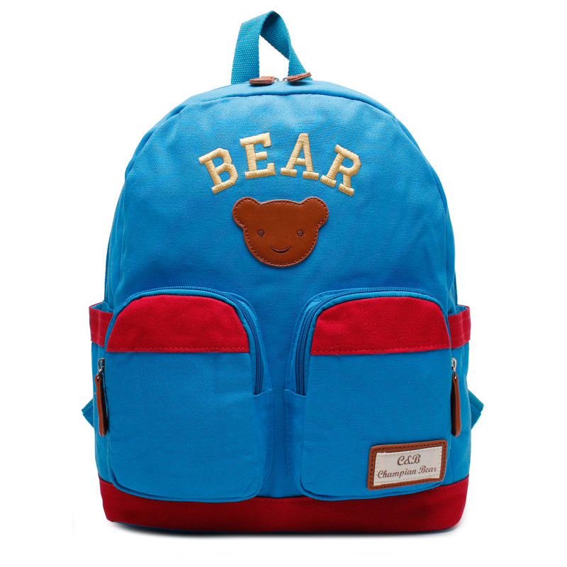 儿童书包幼儿园男女背包冠军小熊韩版书包小学生帆布旅行背包春游