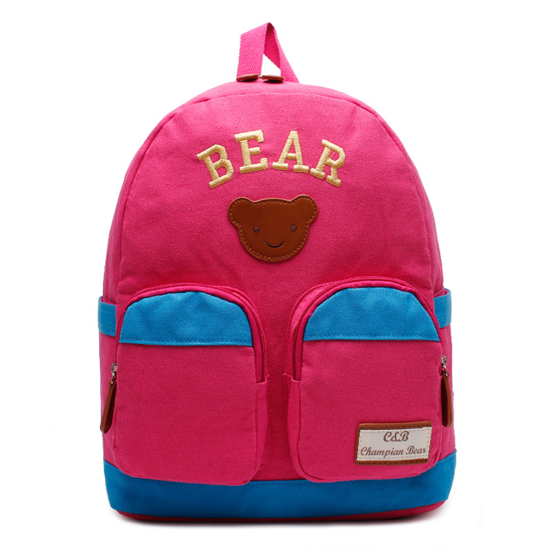 儿童书包幼儿园男女背包冠军小熊韩版书包小学生帆布旅行背包春游