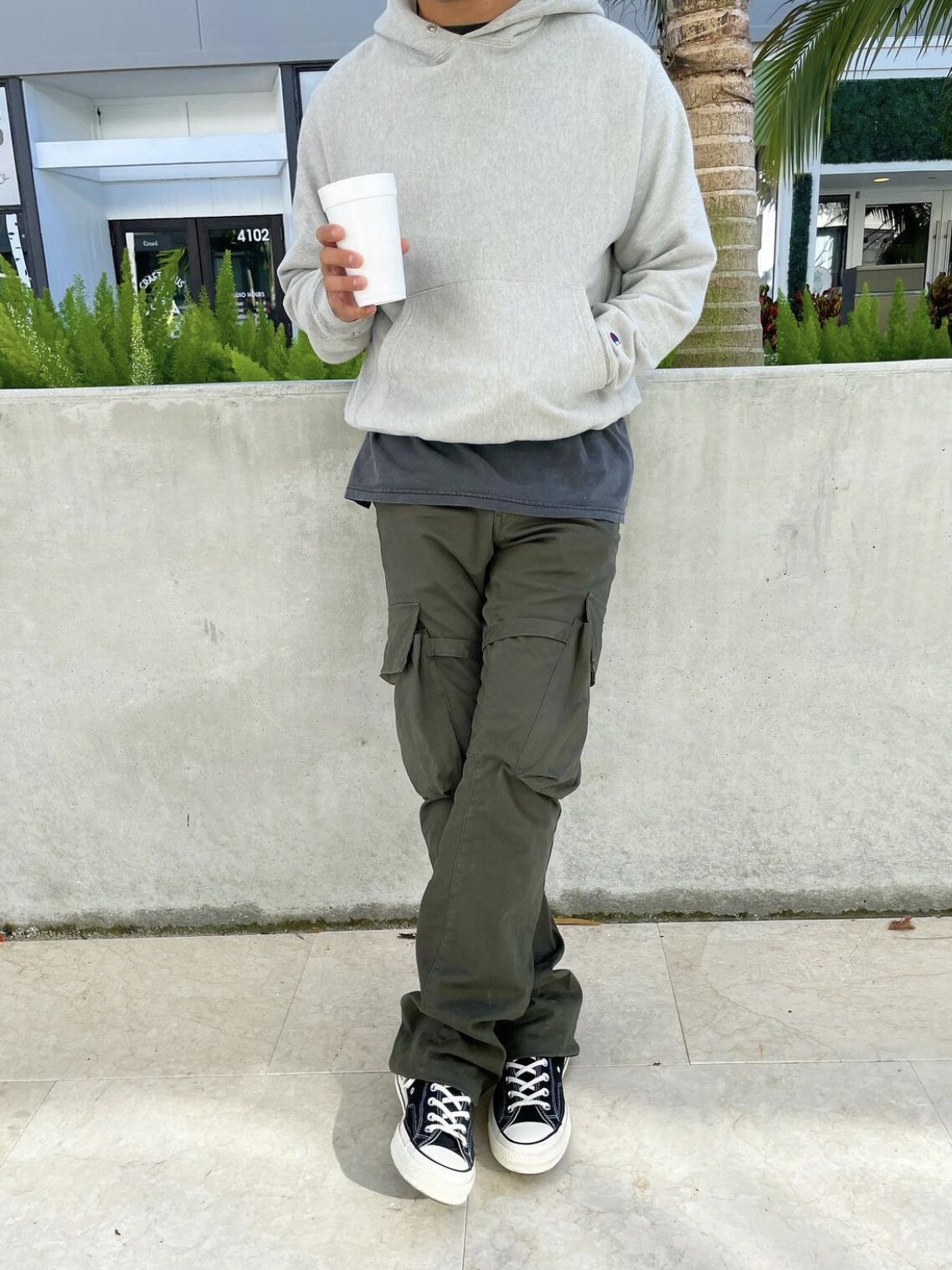 0微喇叭直筒绑带工装裤口袋硬挺修身ken同款裤子