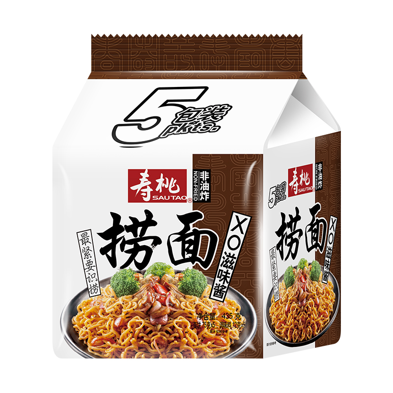 寿桃牌非油炸XO滋味酱捞面 拌面热干面速食方便面5包装