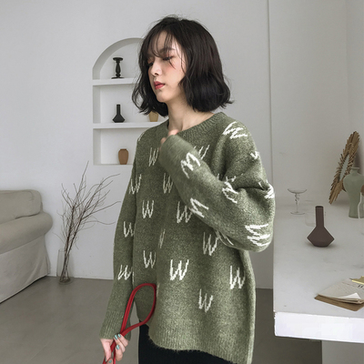 CBOMB 慵懒风宽松套头毛衣女 2018秋冬新款韩版网红内搭针