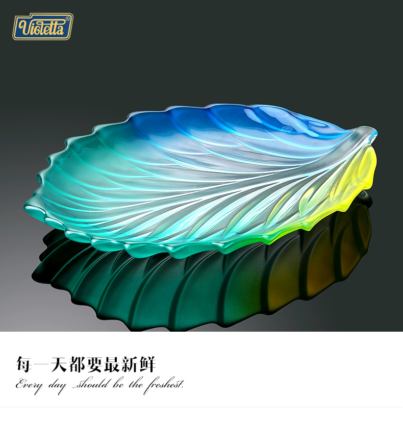维奥莱特进口水晶玻璃果盘 欧式时尚创意羽毛客厅现代水果盘托盘|msdalam kategori pinggan mangkuk, pinggan mangkuk, mangkuk buah-buahan/plat buah-buahan/bakul buah-buahan - dari Buy2taobao.com untuk memberikan perkhidmatan ejen Taobao profesional membeli
