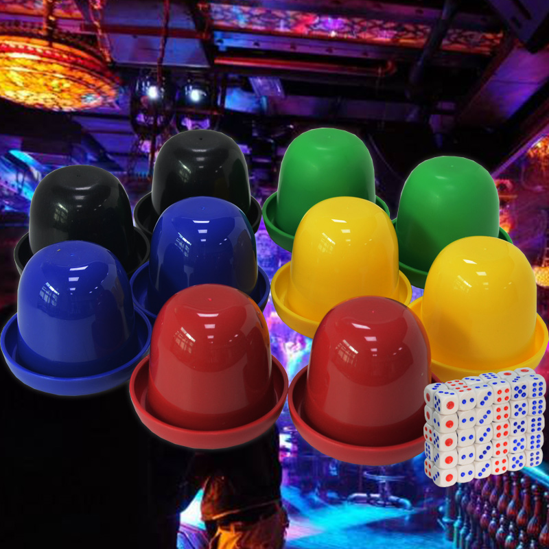 骰盅酒吧夜店ktv俱乐部用品塞子筛子色盅甩筛盅套装送摇色子骰子