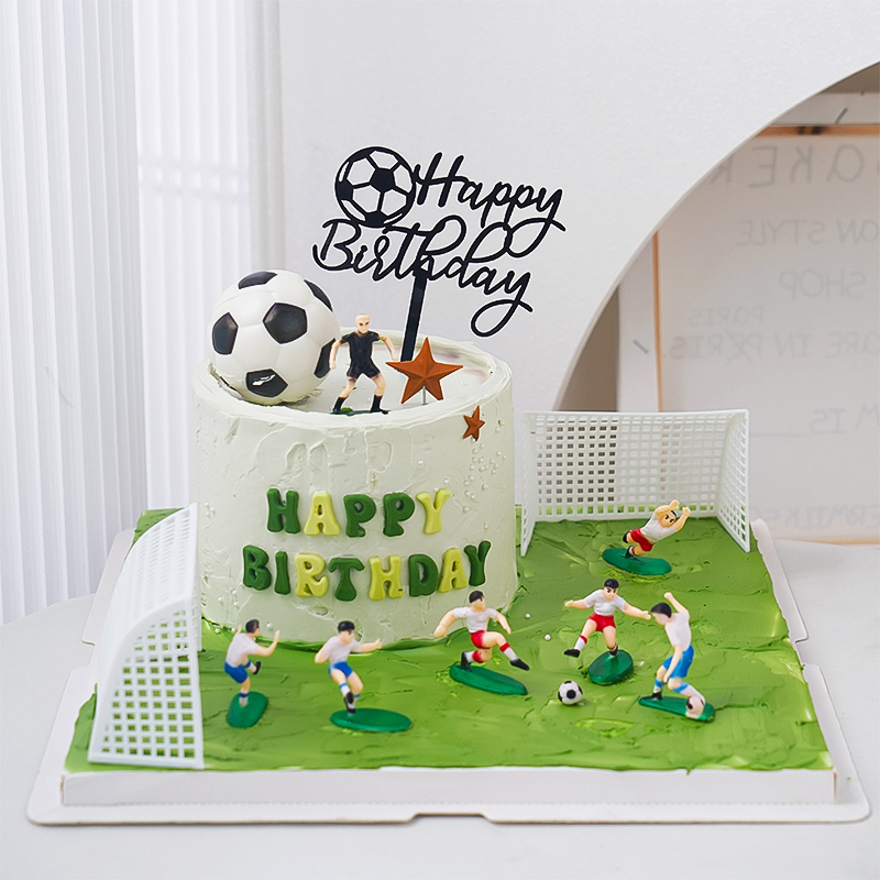 网红足球主题生日蛋糕装饰踢球小将足