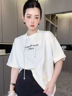 RR fashion 珍珠蕾丝吊带中长款短袖T恤套装两件套女2024夏季新款