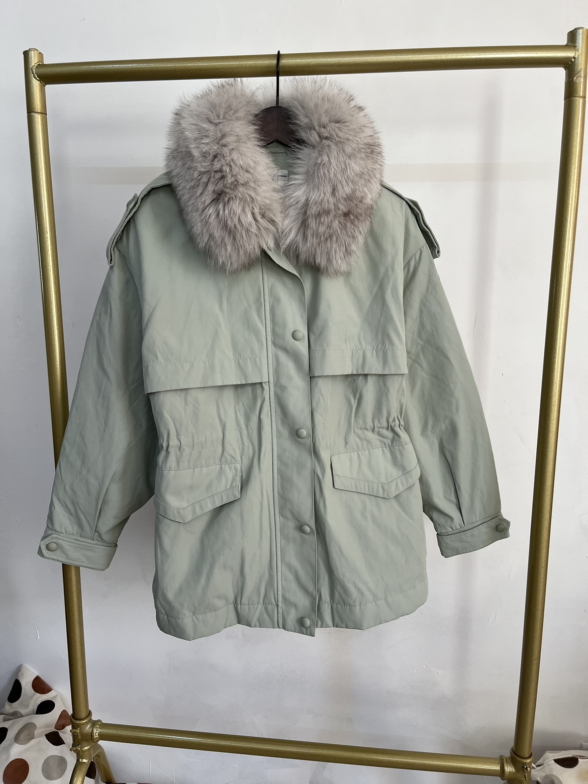 丽丽品牌正品Lily专柜新品 冬季保暖外套 薄荷绿色毛领羽绒外套