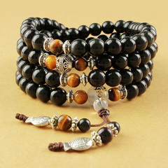 12 Chinese zodiac signs a horse born in Obsidian bracelet men 108 beads prayer beads bracelets
