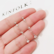 JG流星雨耳环女长款气质流苏925纯银个性简约耳钉2019新款潮耳线