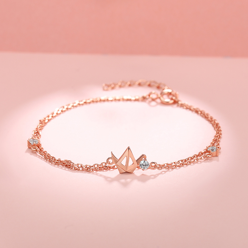 一折千纸鹤 生日礼品_jg千纸鹤手链女生纯银ins小众设计感2021年新款