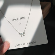 JG925银蝴蝶结项链镶嵌施华洛世奇锆锁骨链甜美简约气质礼物走心