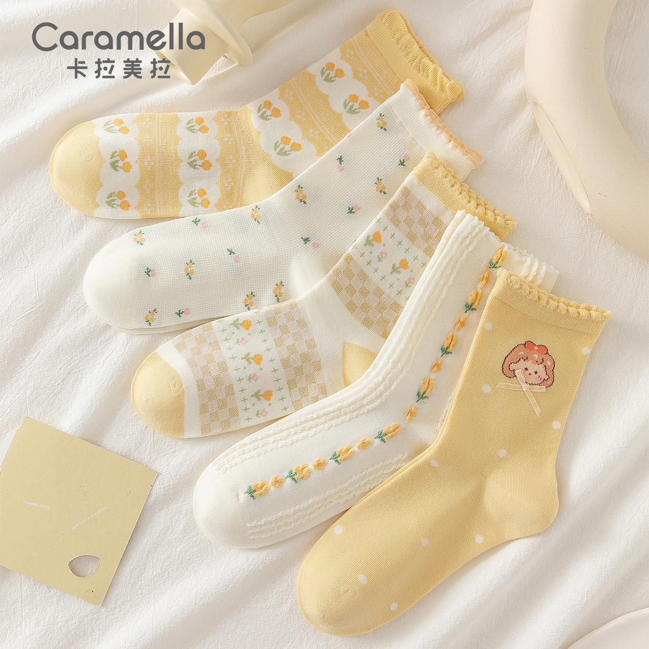 caramella厚袜子女秋冬中筒