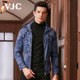 VJC/威杰思2024年春夏男装新款男士蓝色连帽夹克短款修身复古外套