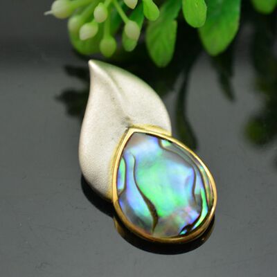 925纯银 意大利款 彩贝镀金吊坠项链毛衣链 饰品风情时尚j