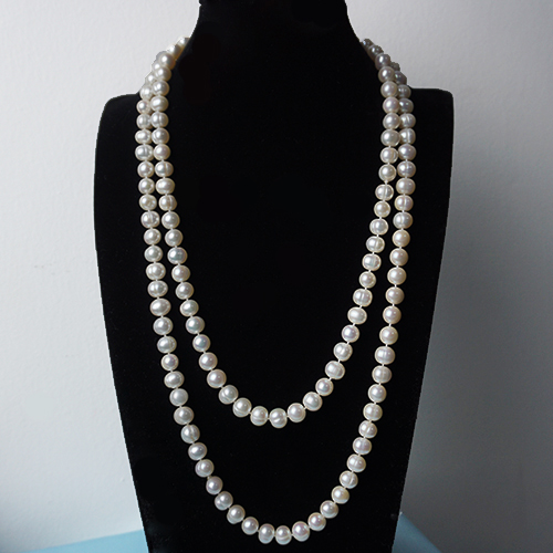 极亮大颗粒白色天然珍珠毛衣链加长项链可绕两圈9.5-10mm1.3米