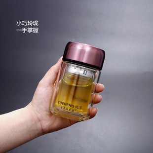 迷你小水杯玻璃杯耐热精致可爱便携防烫小容量双层120ML单层150ML