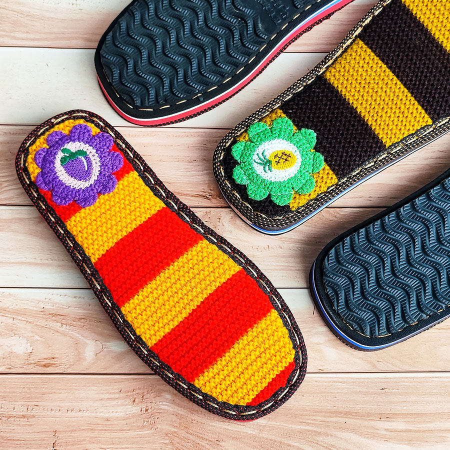 4双送1双毛线绣花鞋底手工拖鞋棉鞋用鞋底子防滑耐磨居家棉拖 原价12.