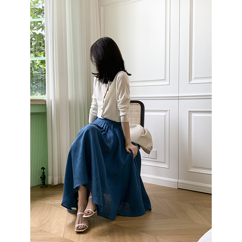 YUMISOME Flax Pleated skirt Paige Show thin chic on vacation Seaside longuette skirtin the Women's clothing/Boutique , Skirts category - from Buy2taobao.com to provide professional Taobao agent buy service