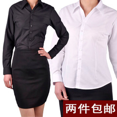 黑色女衬衫ol工装女式长袖衬衫女职业装大码衬衣韩版女士白衬衫