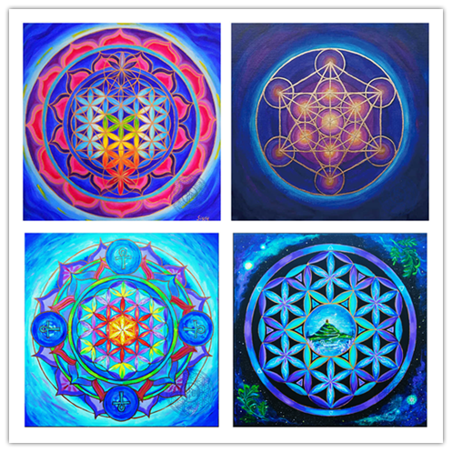 梦创社经典棉麻布桌布塔罗牌布生命之花图案曼陀罗挂布定制