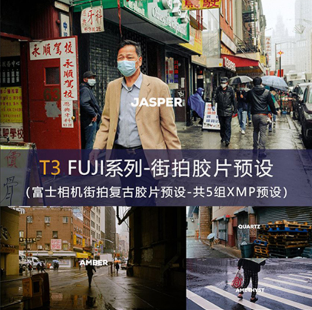 T3富士LR胶片预设 Fuji百搭人文纪实日常扫街PS滤镜 电影质感调色