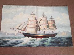 地中海高档精细比利时挂毯墙挂画可裱框ＤＩＹ航海帆船中式热销
