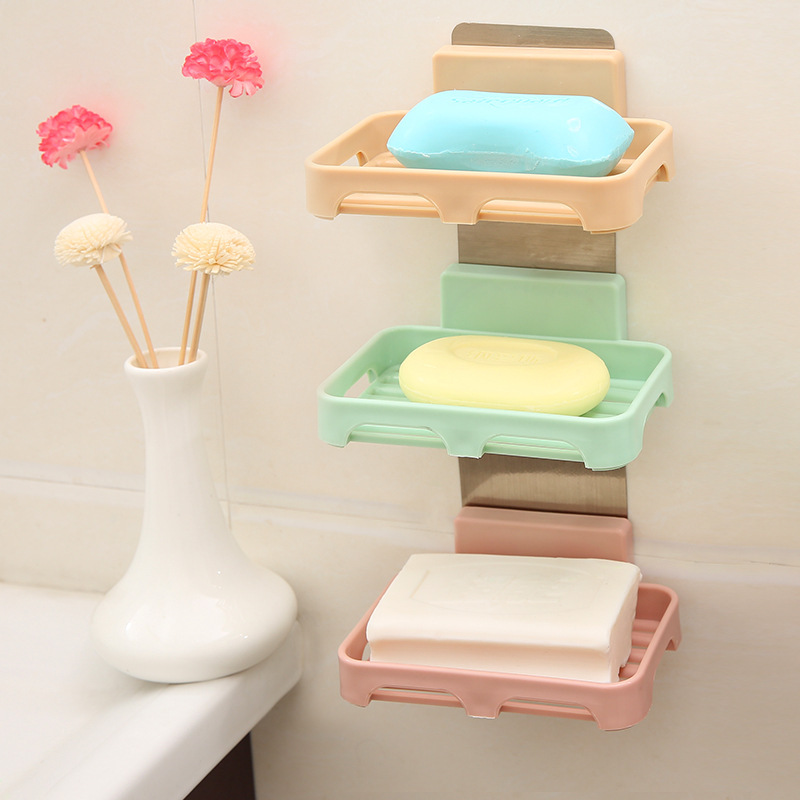 肥皂盒无痕单层沥水香皂盒 塑料吸盘肥皂置物架浴室卫生间