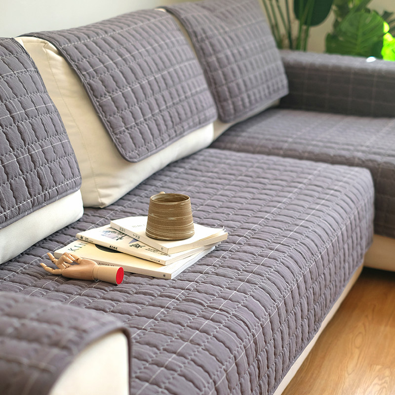 日式全棉沙发垫四季通用简约现代中式纯棉北欧防滑沙发巾飘窗地巾