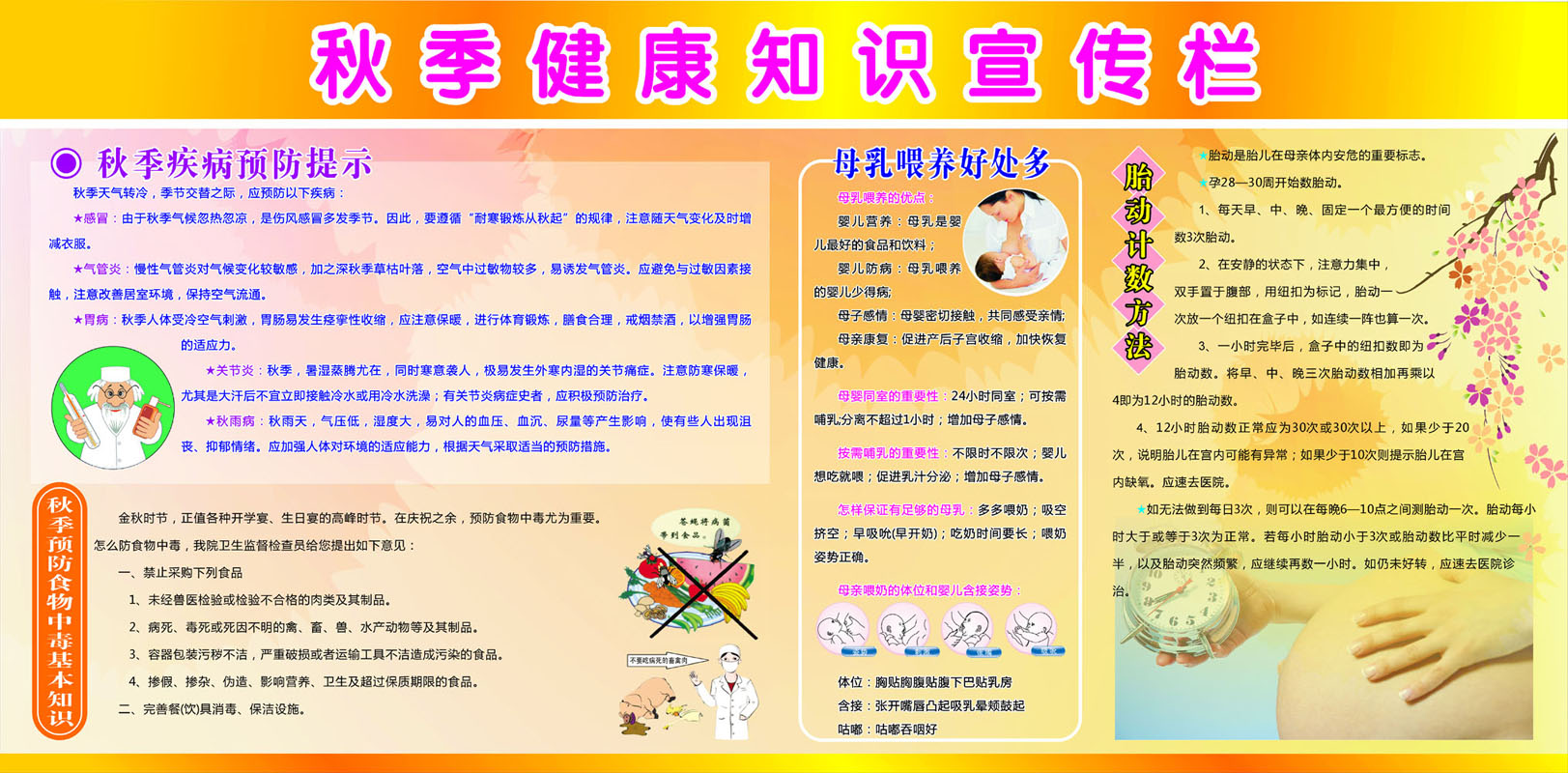 597印刷制品海报展板素材311卫生院秋季健康知识宣传刊栏