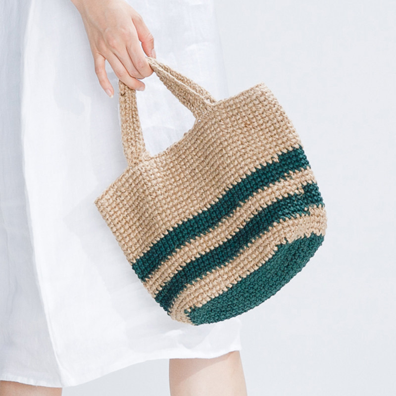 藤也家日本定制款手作麻线编织包森系棉麻编织手提包夏季女包百搭