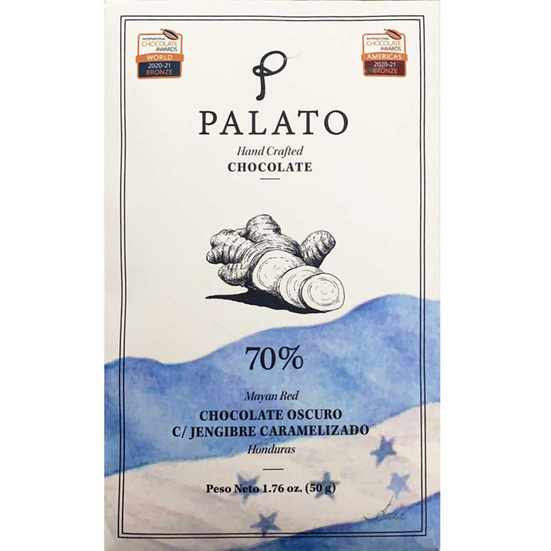 南美洪都拉斯进口零食品Palato70%可可橙皮咖啡豆黑巧克力排块50g