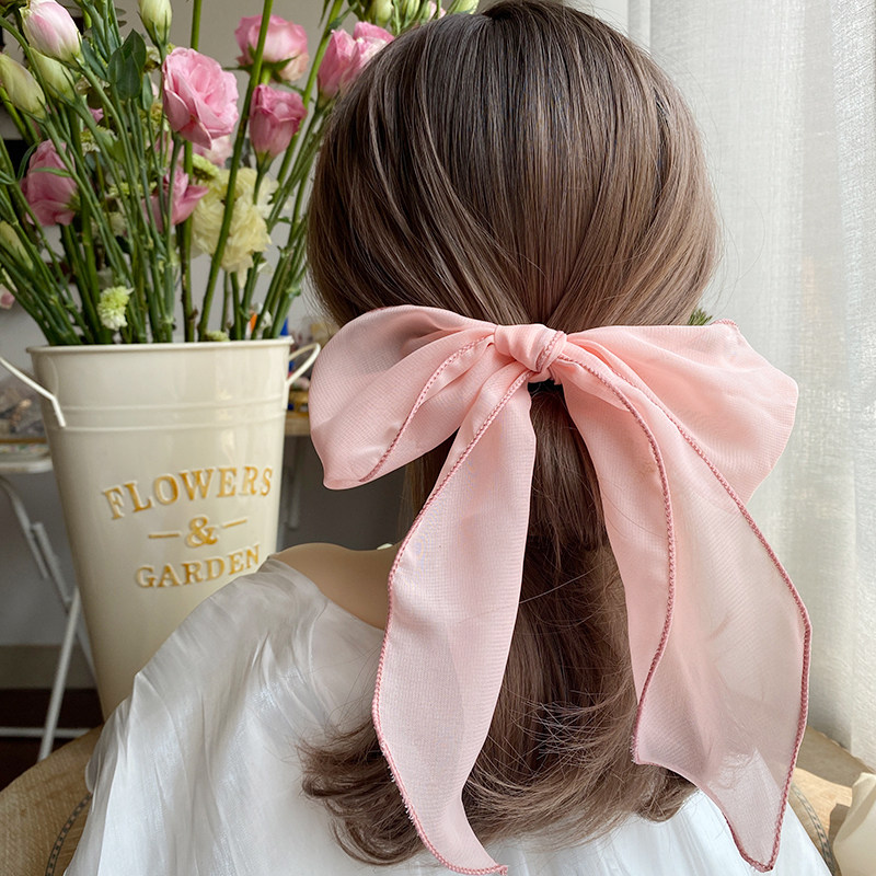 熙熙酱网红头顶蝴蝶结丸子头ins人气甜美超仙名媛风飘带头圈发饰