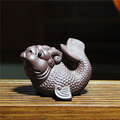 宜兴紫砂茶宠茶玩批发精品手工礼品摆设茶具配件工艺品雕塑鱼化龙