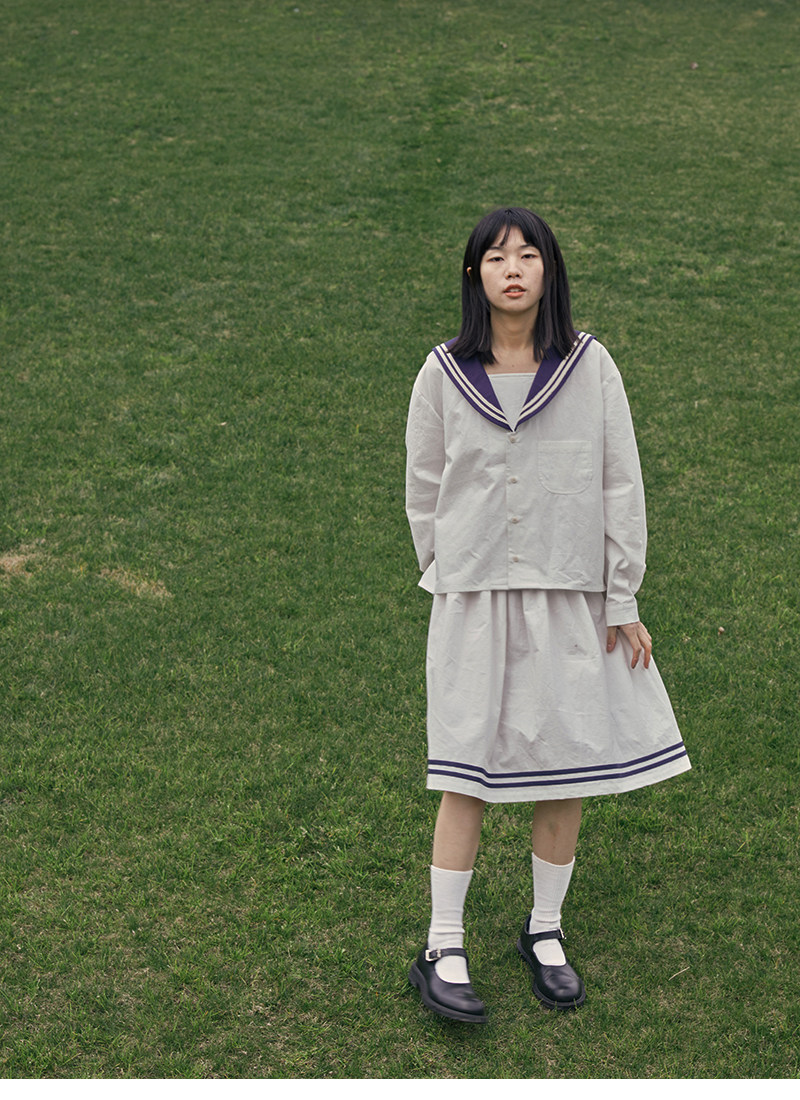 学院风jk制服_豆屋制衣日式海军领衬衫jk设计感白色纯棉水手服学院风