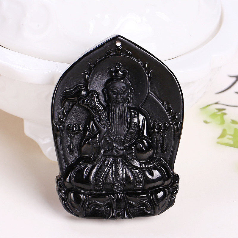 天然黑曜石太上老君水晶吊坠三清尊神太清道德天尊挂坠男女款项链