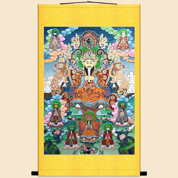 禅绢堂卷轴画装饰画的优惠券大全—龙五爷画像 五台山财神卷轴挂画