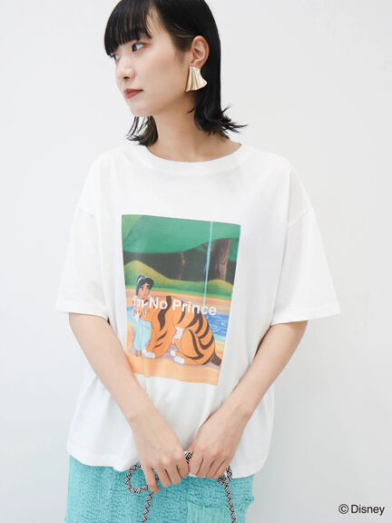 日本地球旗下阿拉丁公主照片卡通印花白色宽松短袖T恤ins热款