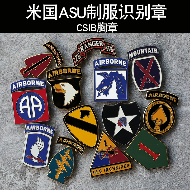 ASU礼服CSIB大金属口袋章常服胸章勤务识别章101师82空降师徽章US