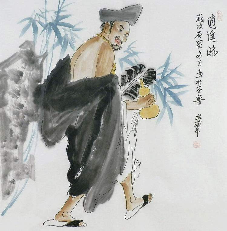 手绘字画客厅装饰画热销yi031921王文华四尺斗方国画人物画济公